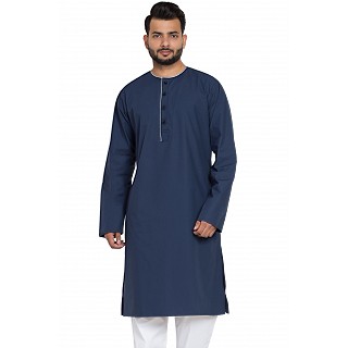 Designer kurta with round neck- Navy Blue